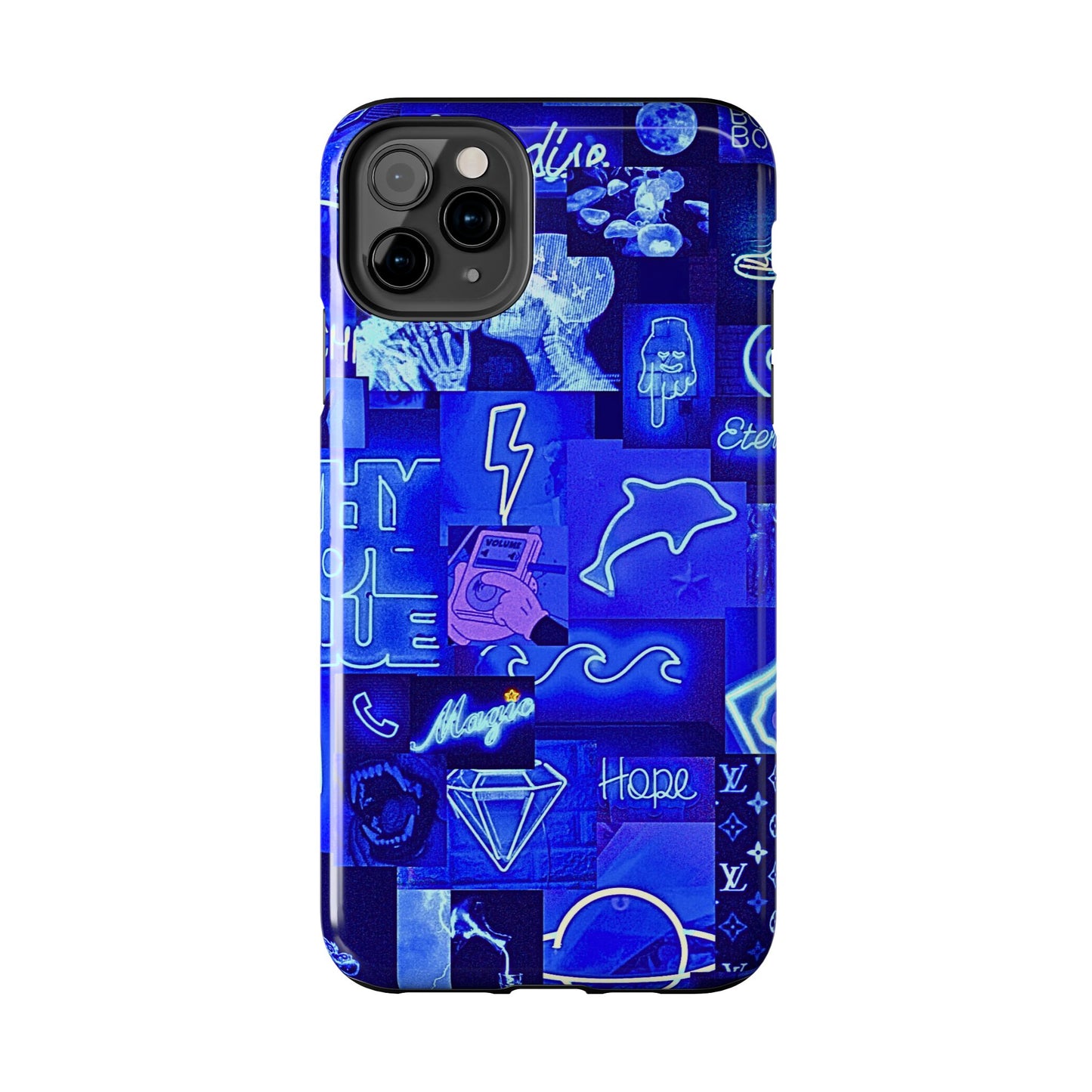 Blue Neon Style Tough Phone Case | Aesthetic