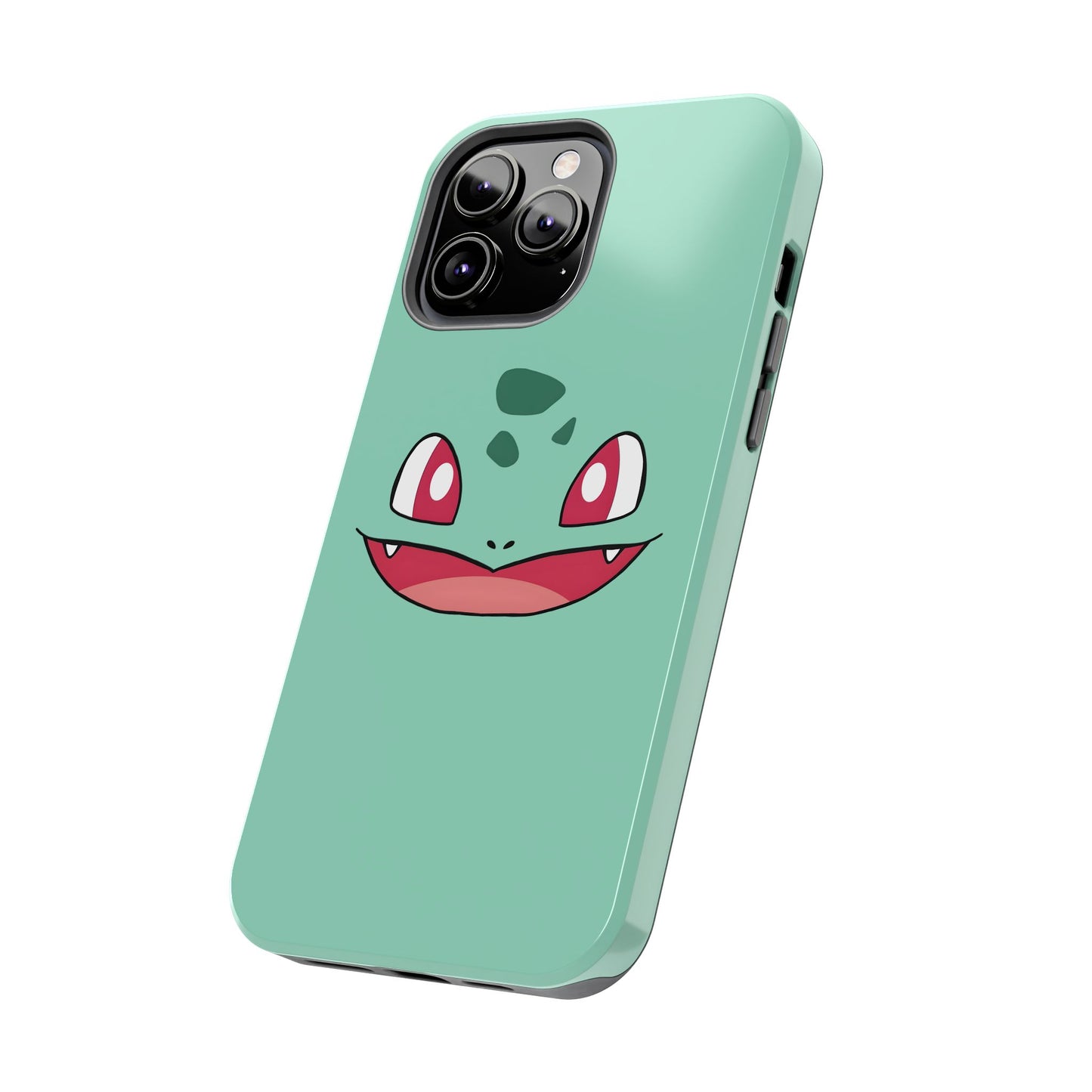 Green Leaf Dino Smile Red Eyes Cute Creature Tough Phone Case | Anime