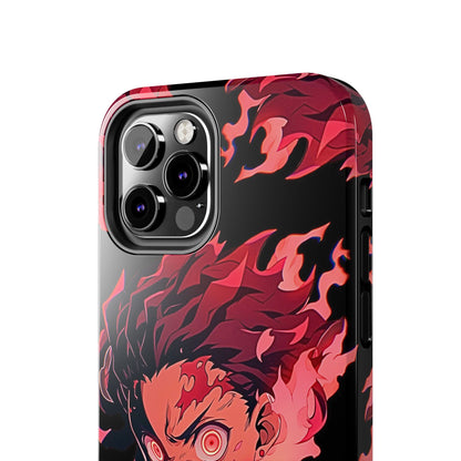 Tanjiro Kamado Flamed Style Black Tough Phone Case | Anime - Demon Slayer