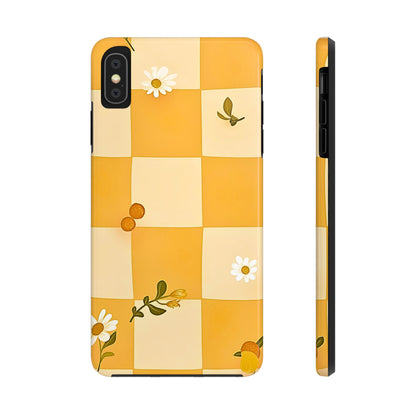 Yellow Checkered Preppy Daisies Tough Phone Case | Aesthetic