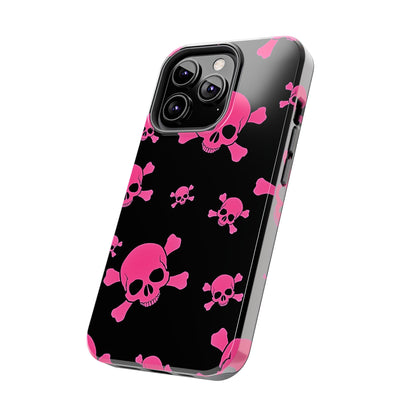 Funda resistente para teléfono estilo emo con calavera rosa | Estética