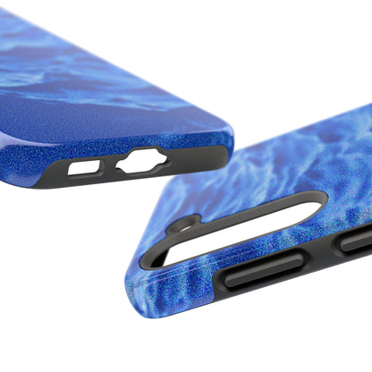 Funda resistente para teléfono azul oscuro con olas del océano borrosas | Estética