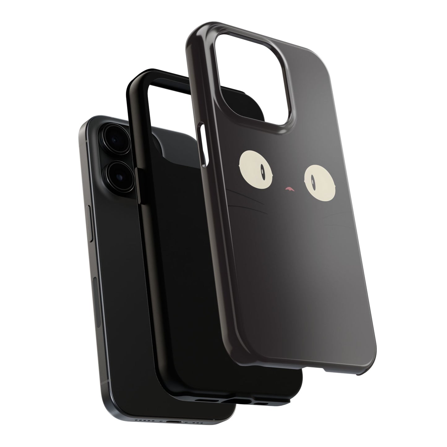 Adorable Black Cat Face and Eyes Minimal Tough Phone Case | Animals