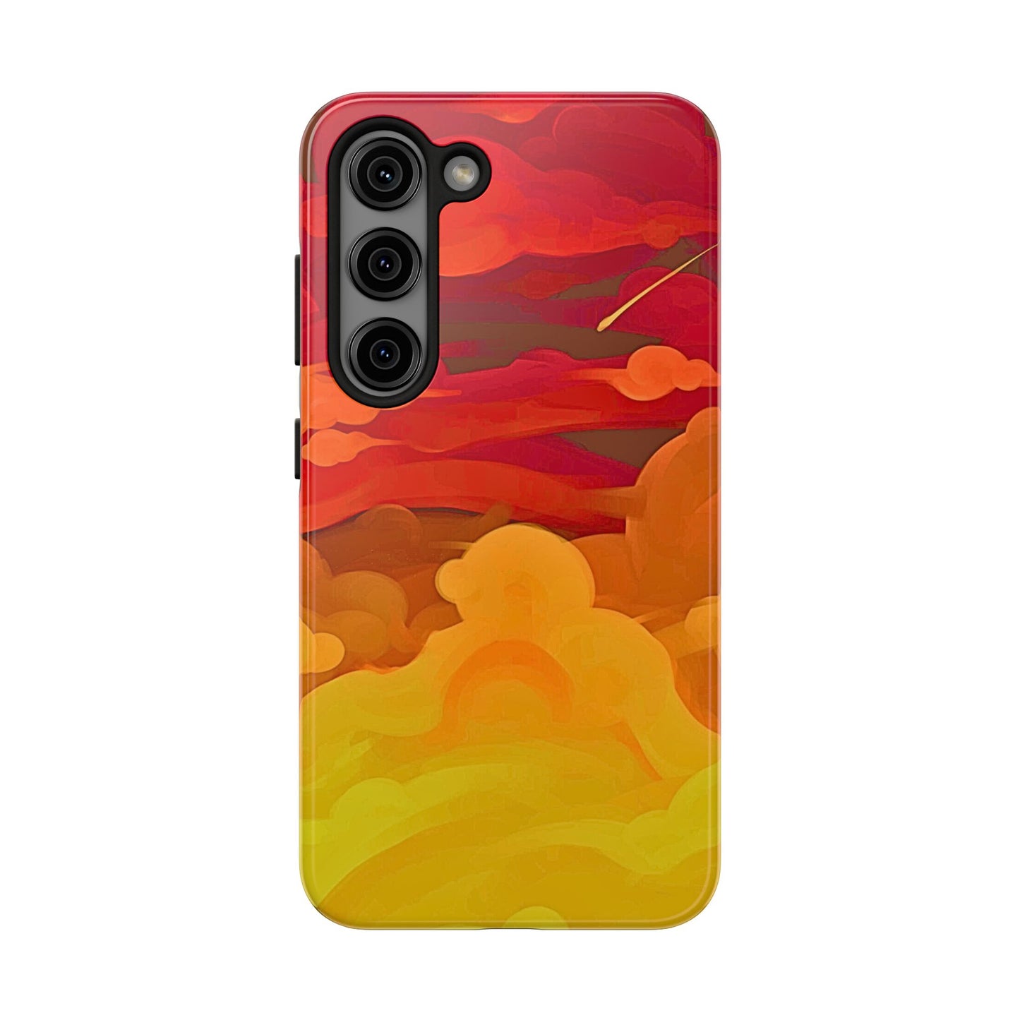 Funda resistente para teléfono con diseño de nubes rojas y naranjas | Estética