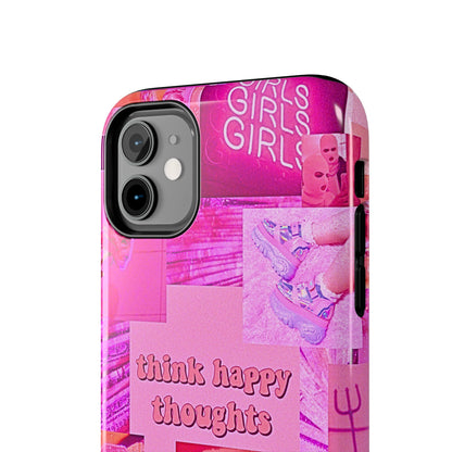 Think Happy Thoughts Pink Tough Phone Case | Aesthetic