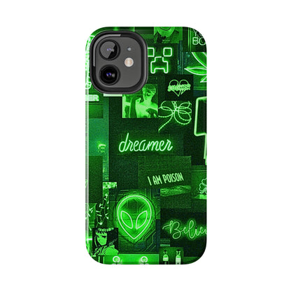 Green Neon Style Tough Phone Case | Aesthetic