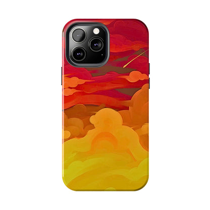 Funda resistente para teléfono con diseño de nubes rojas y naranjas | Estética