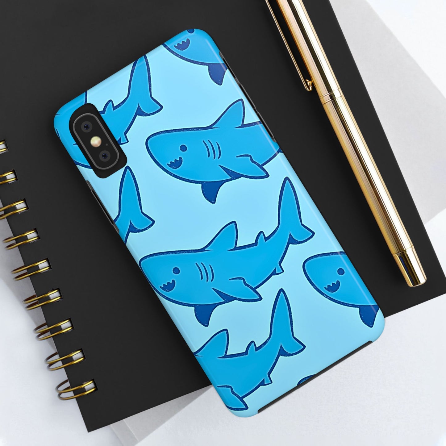 Smiley Shark Fun Pattern Tough Phone Case | Animals
