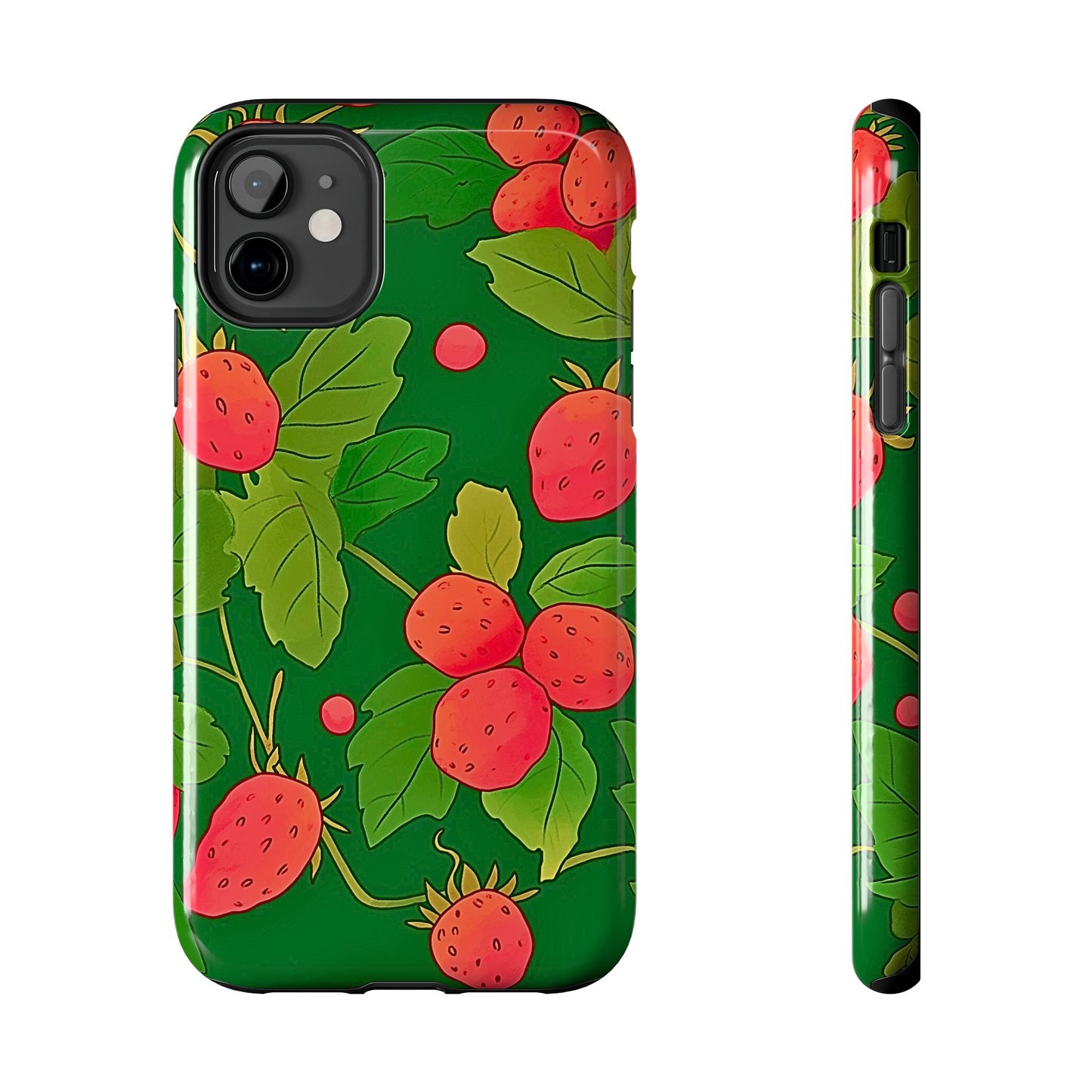 Dark Strawberry Pattern Preppy Tough Phone Case | Aesthetic