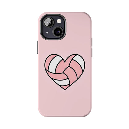 Pink Volleyball Heart Tough Phone Case | Aesthetic