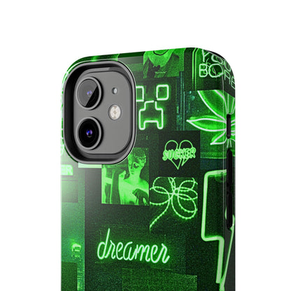 Green Neon Style Tough Phone Case | Aesthetic
