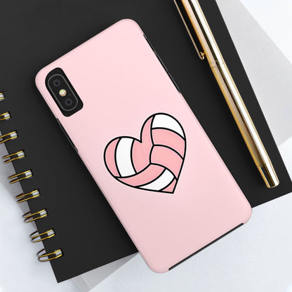 Pink Volleyball Heart Tough Phone Case | Aesthetic