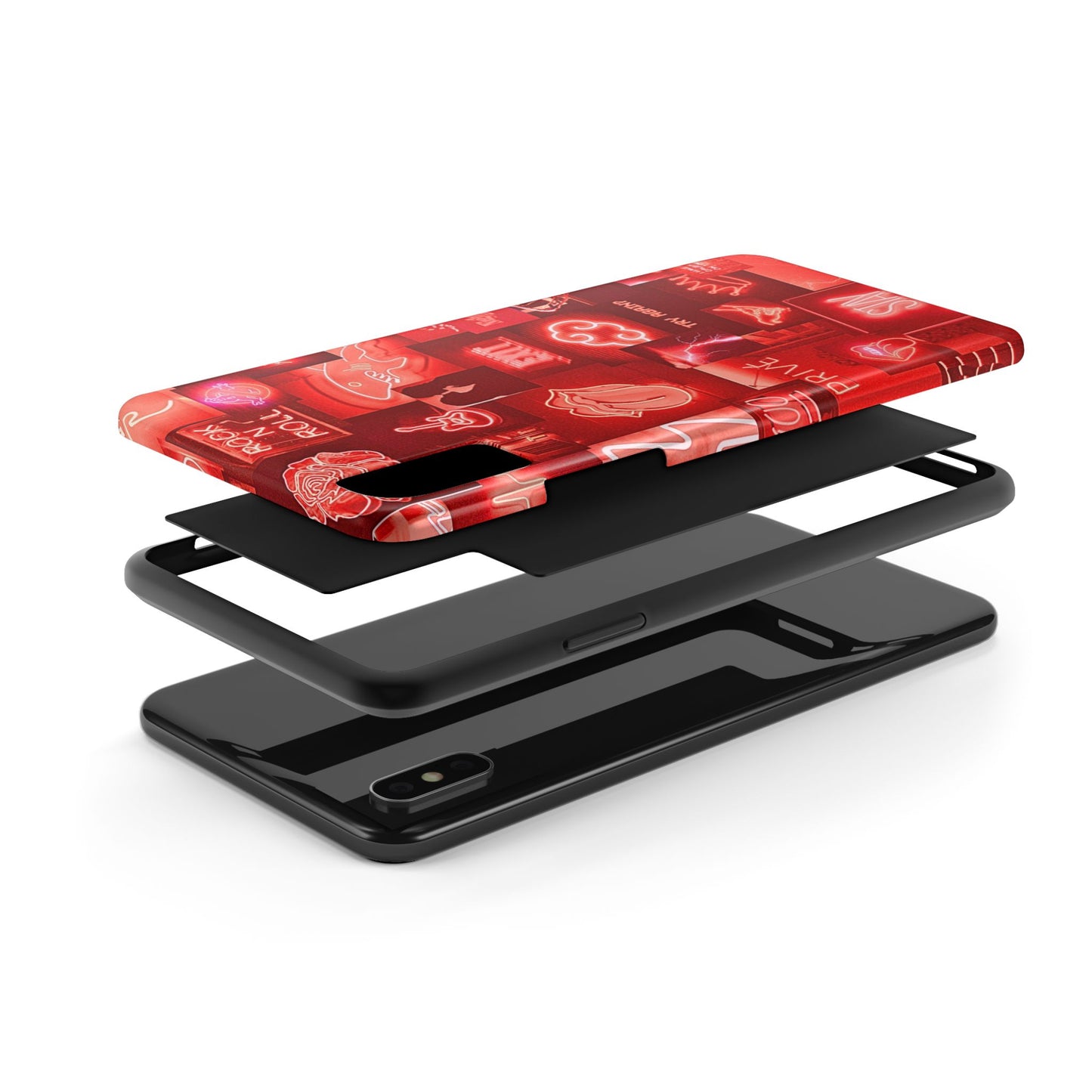 Funda resistente para teléfono con diseño de neón rojo | Estética