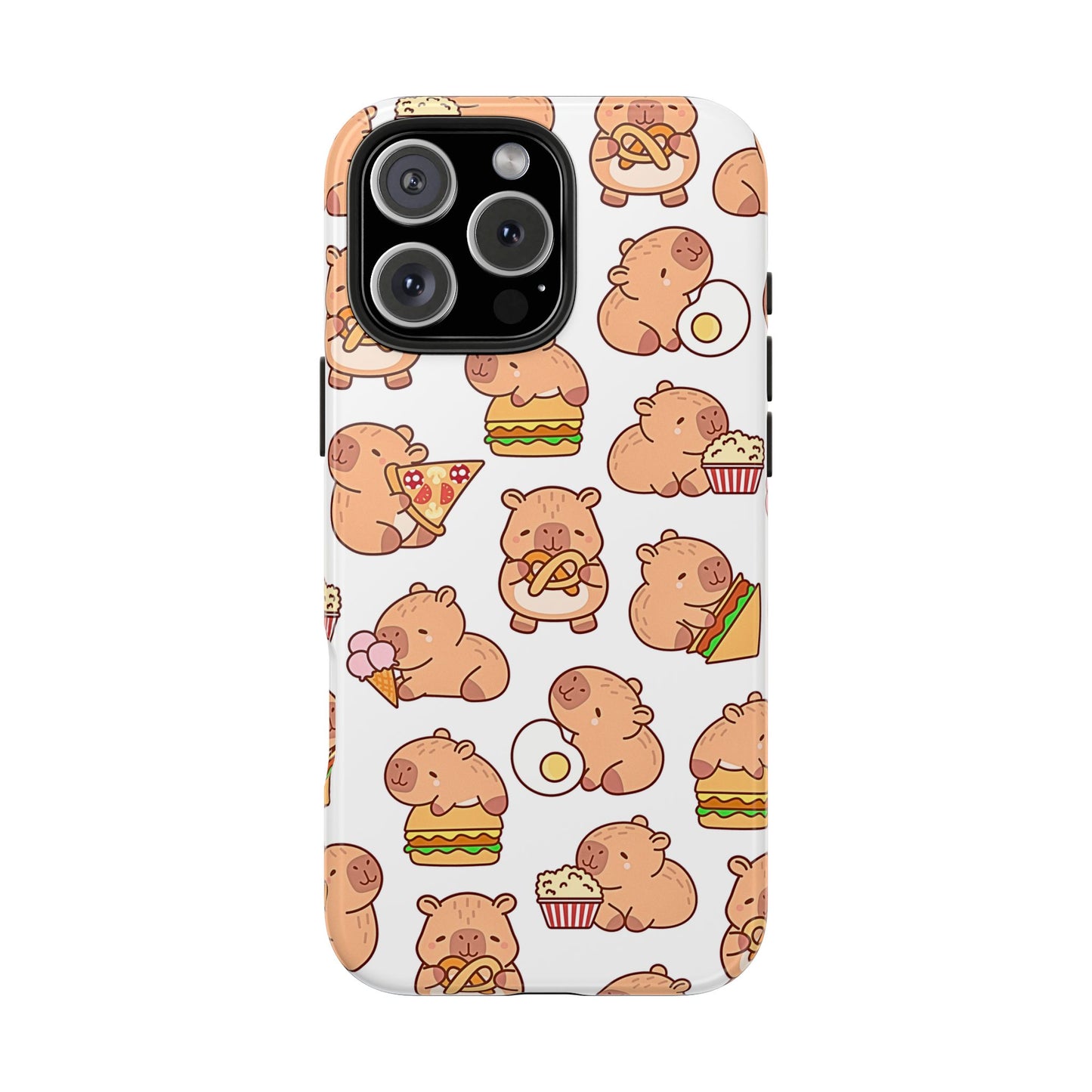 Cute Capybara Eating Pizza Ice Cream & Snacks Cartoon Food Tough Phone Case | Animals