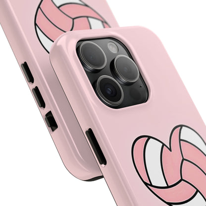 Pink Volleyball Heart Tough Phone Case | Aesthetic