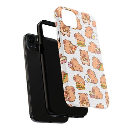 Cute Capybara Eating Pizza Ice Cream & Snacks Cartoon Food Tough Phone Case | Animals