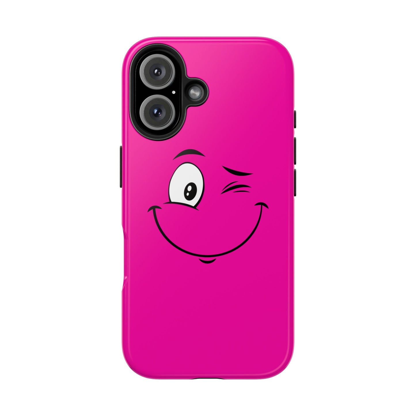 Winking Face Pink Background Cheeky Cartoon Style Tough Phone Case | Funny