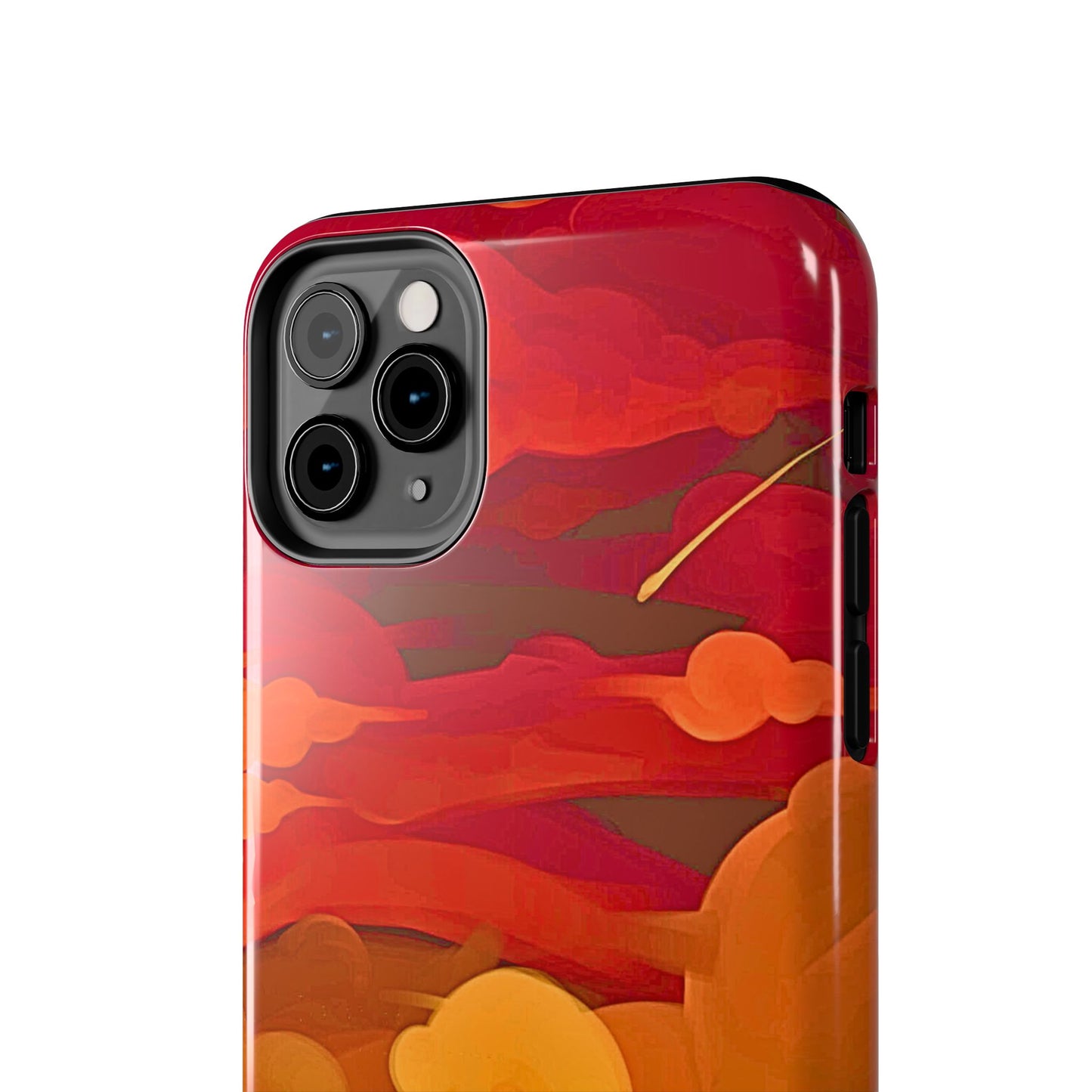 Funda resistente para teléfono con diseño de nubes rojas y naranjas | Estética