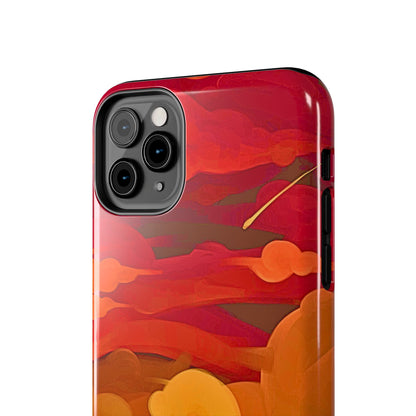 Funda resistente para teléfono con diseño de nubes rojas y naranjas | Estética