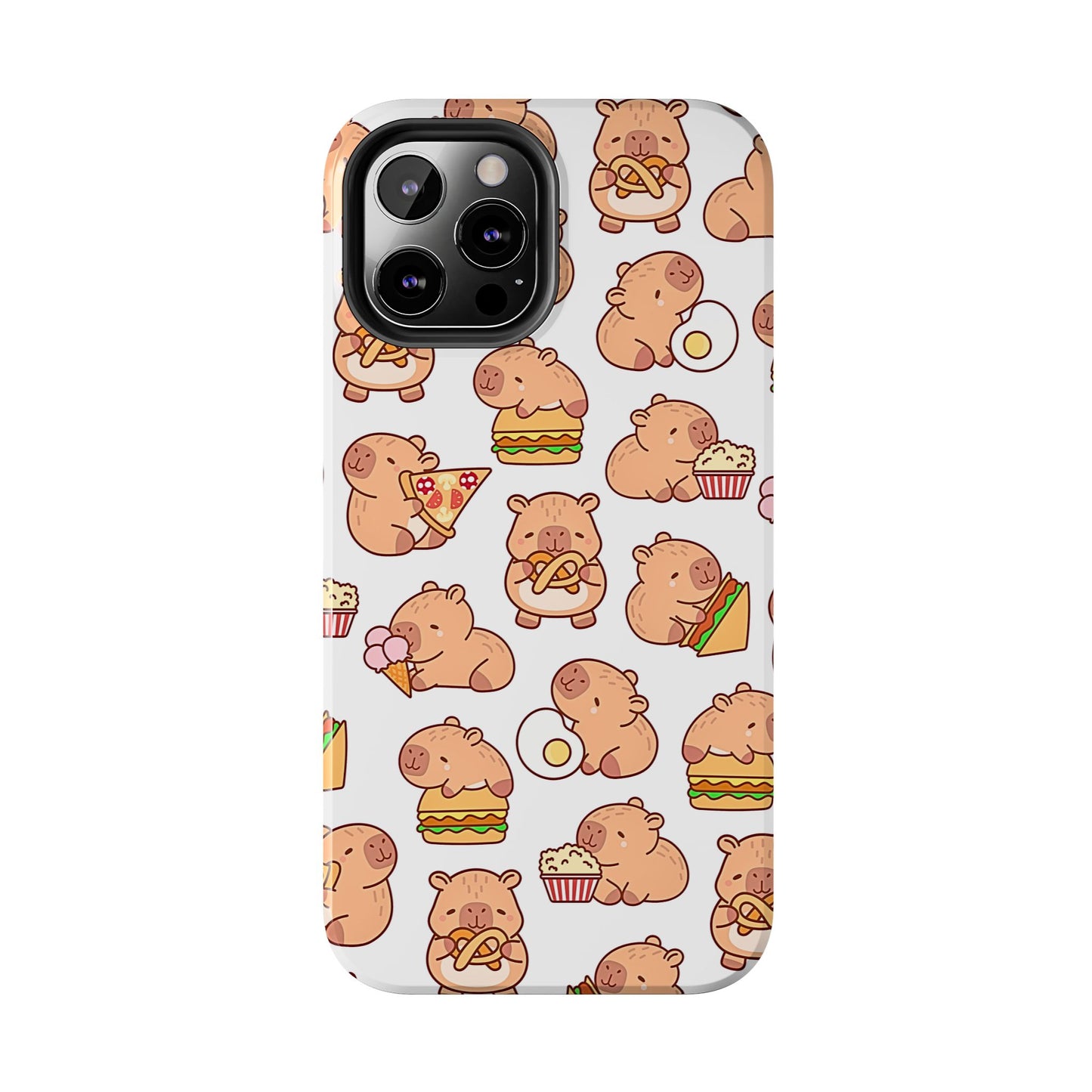 Cute Capybara Eating Pizza Ice Cream & Snacks Cartoon Food Tough Phone Case | Animals