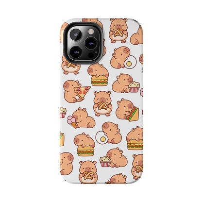 Cute Capybara Eating Pizza Ice Cream & Snacks Cartoon Food Tough Phone Case | Animals