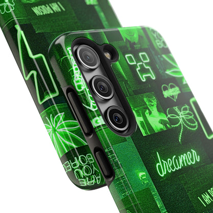 Green Neon Style Tough Phone Case | Aesthetic
