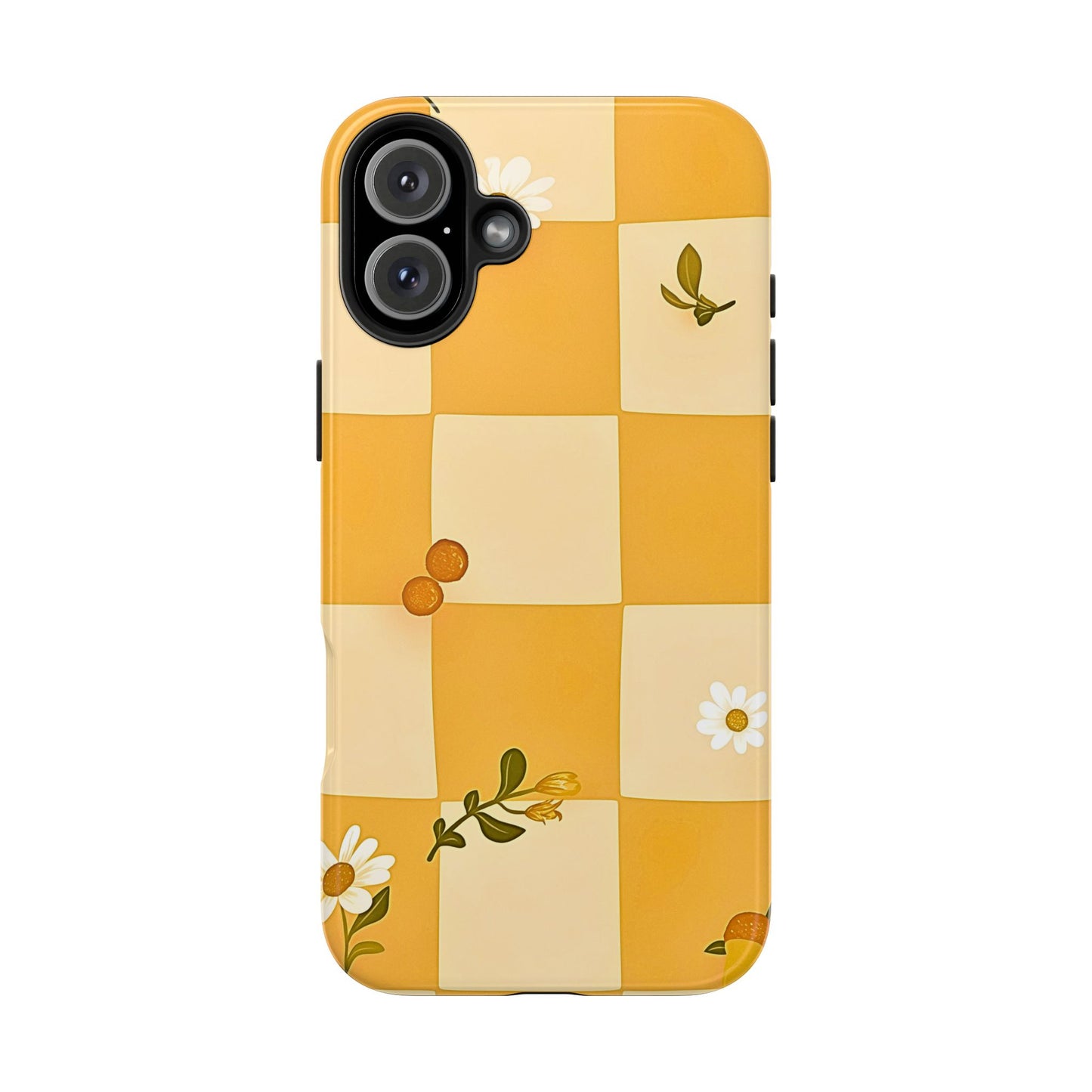 Yellow Checkered Preppy Daisies Tough Phone Case | Aesthetic