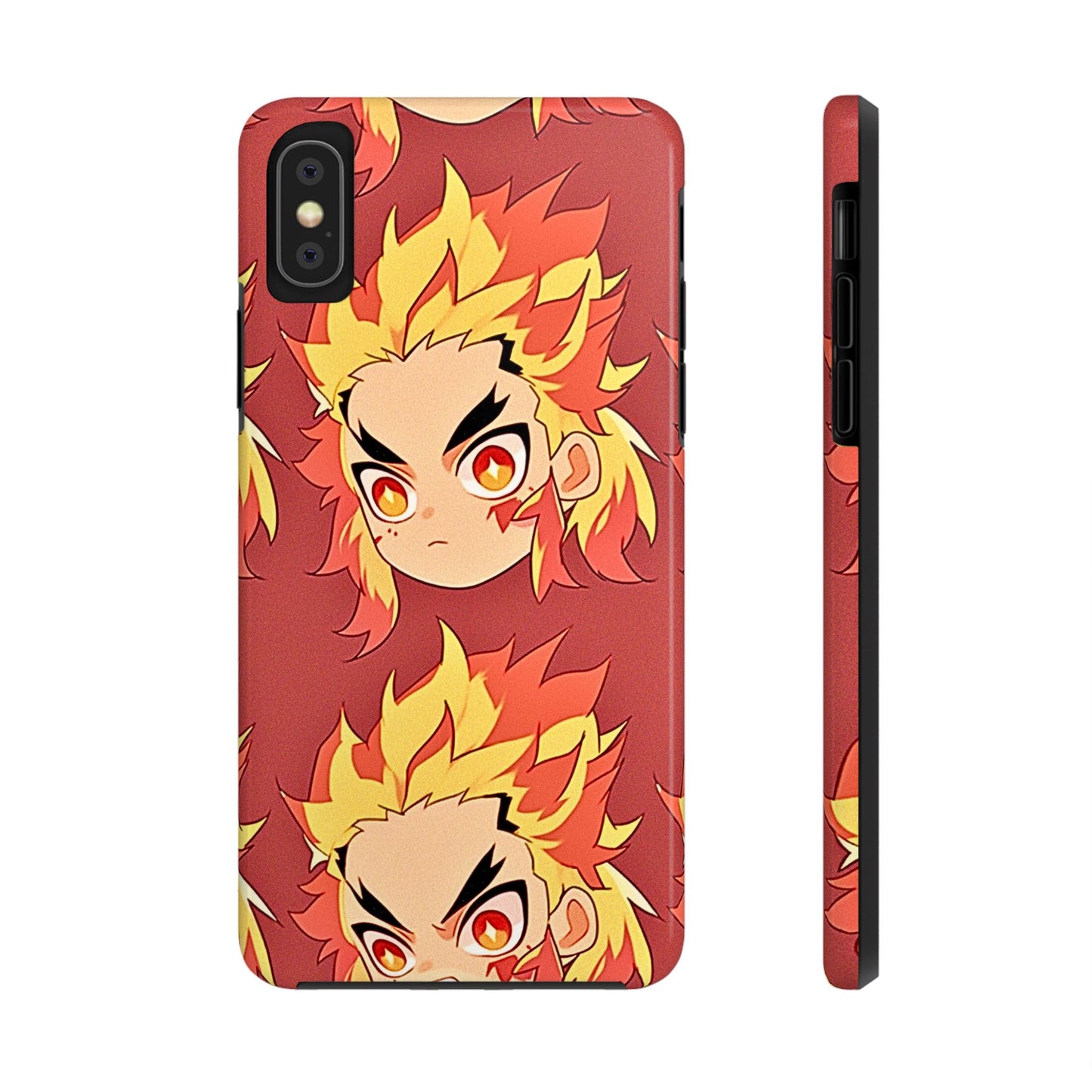 Rengoku Head Pattern Dark Orange Tough Phone Case | Anime - Demon Slayer