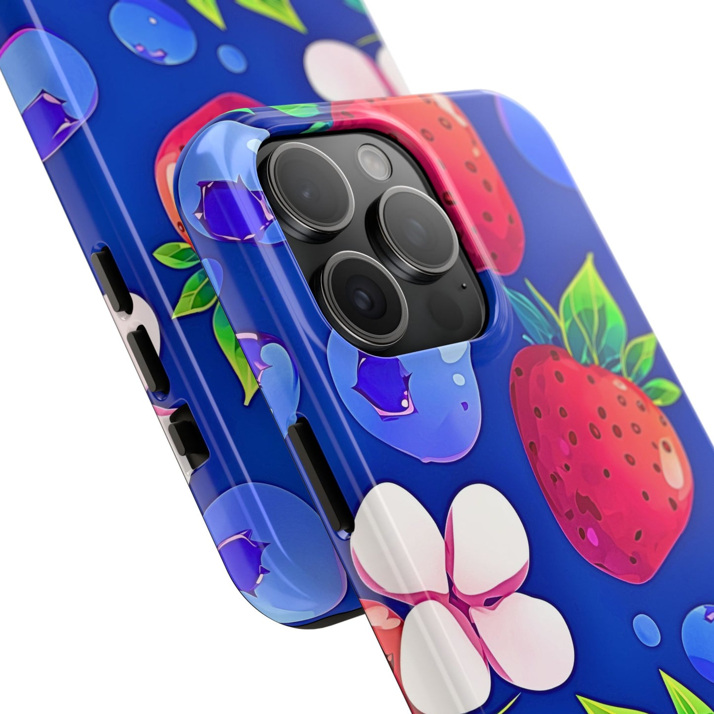 Cute Blueberry Strawberry Fruit Pattern Tough Phone Case | Aesthetic