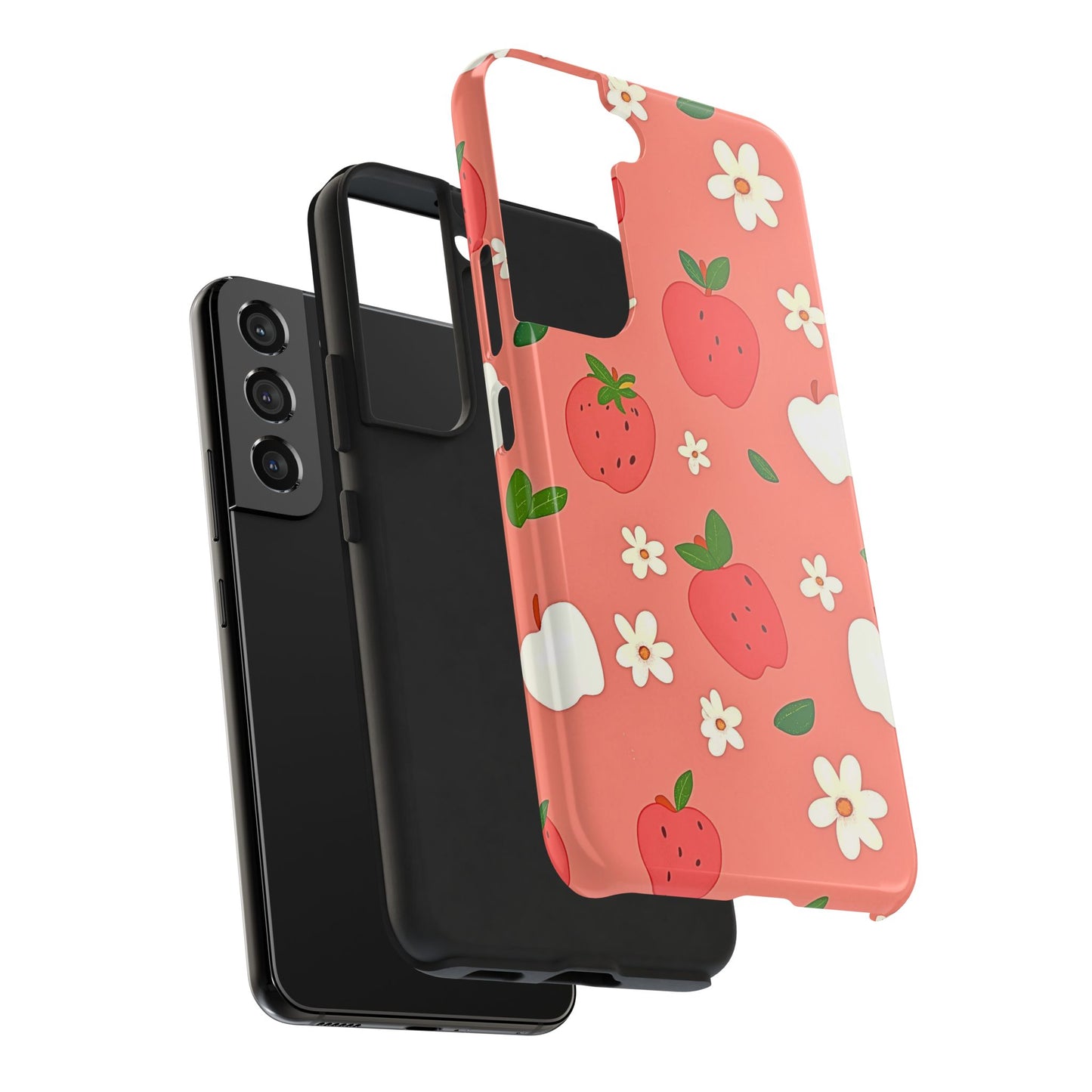 Strawberry Apple Flower Pattern Pink Tough Phone Case | Aesthetic