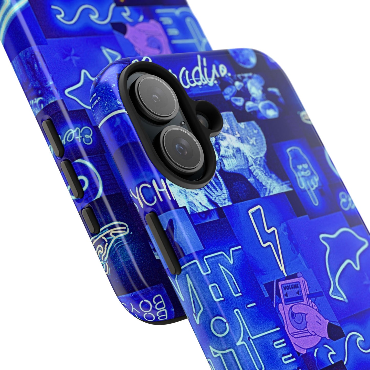 Blue Neon Style Tough Phone Case | Aesthetic