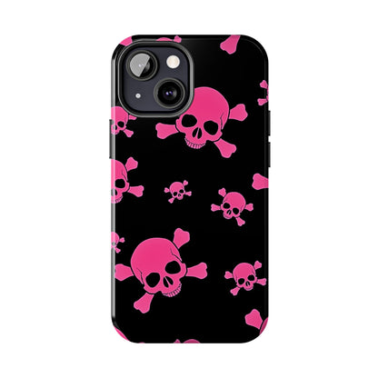 Funda resistente para teléfono estilo emo con calavera rosa | Estética