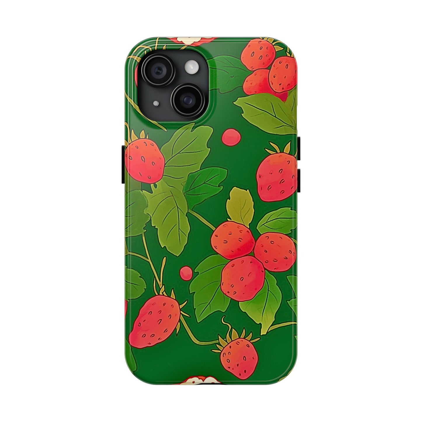 Dark Strawberry Pattern Preppy Tough Phone Case | Aesthetic