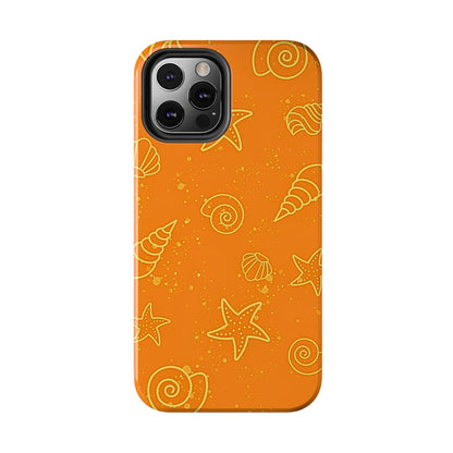 Funda resistente para teléfono con diseño de conchas naranjas | Estética