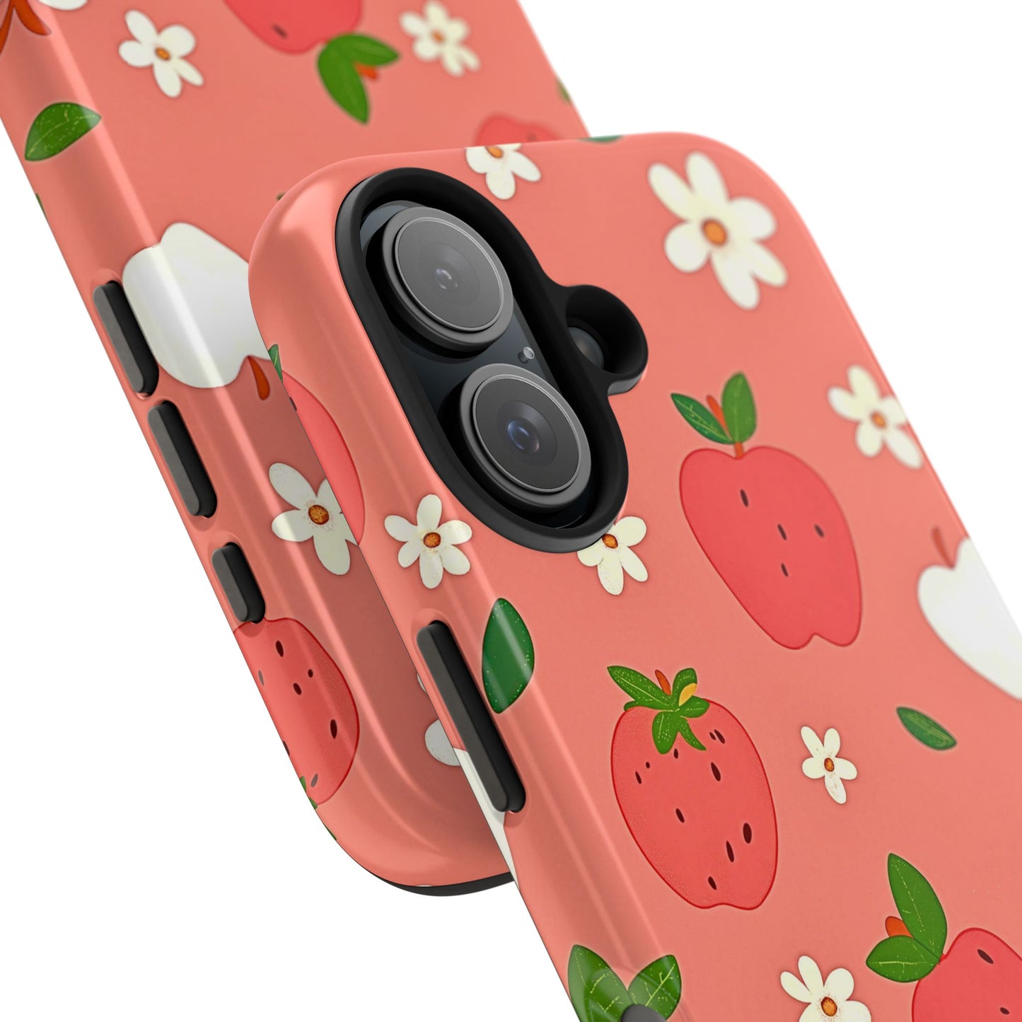 Strawberry Apple Flower Pattern Pink Tough Phone Case | Aesthetic