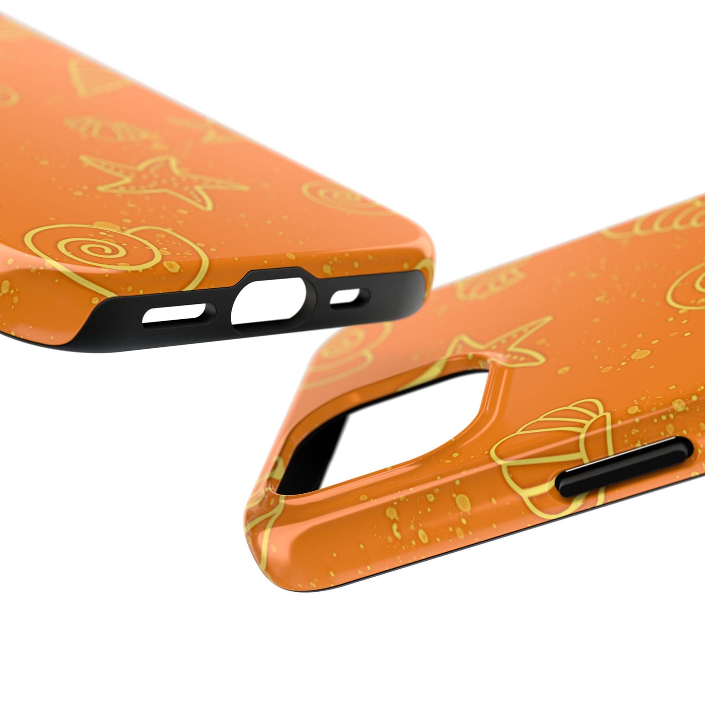 Funda resistente para teléfono con diseño de conchas naranjas | Estética