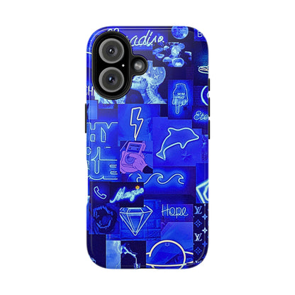 Blue Neon Style Tough Phone Case | Aesthetic