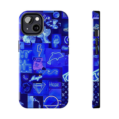 Blue Neon Style Tough Phone Case | Aesthetic