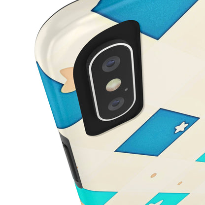 Modern Preppy Checkered Teal Stars Tough Phone Case | Aesthetic