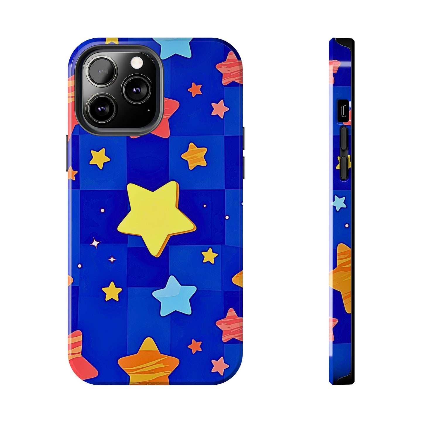 Funda resistente para teléfono con estampado de estrellas vibrantes y preppy | Estética