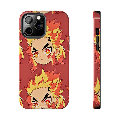 Rengoku Head Pattern Dark Orange Tough Phone Case | Anime - Demon Slayer
