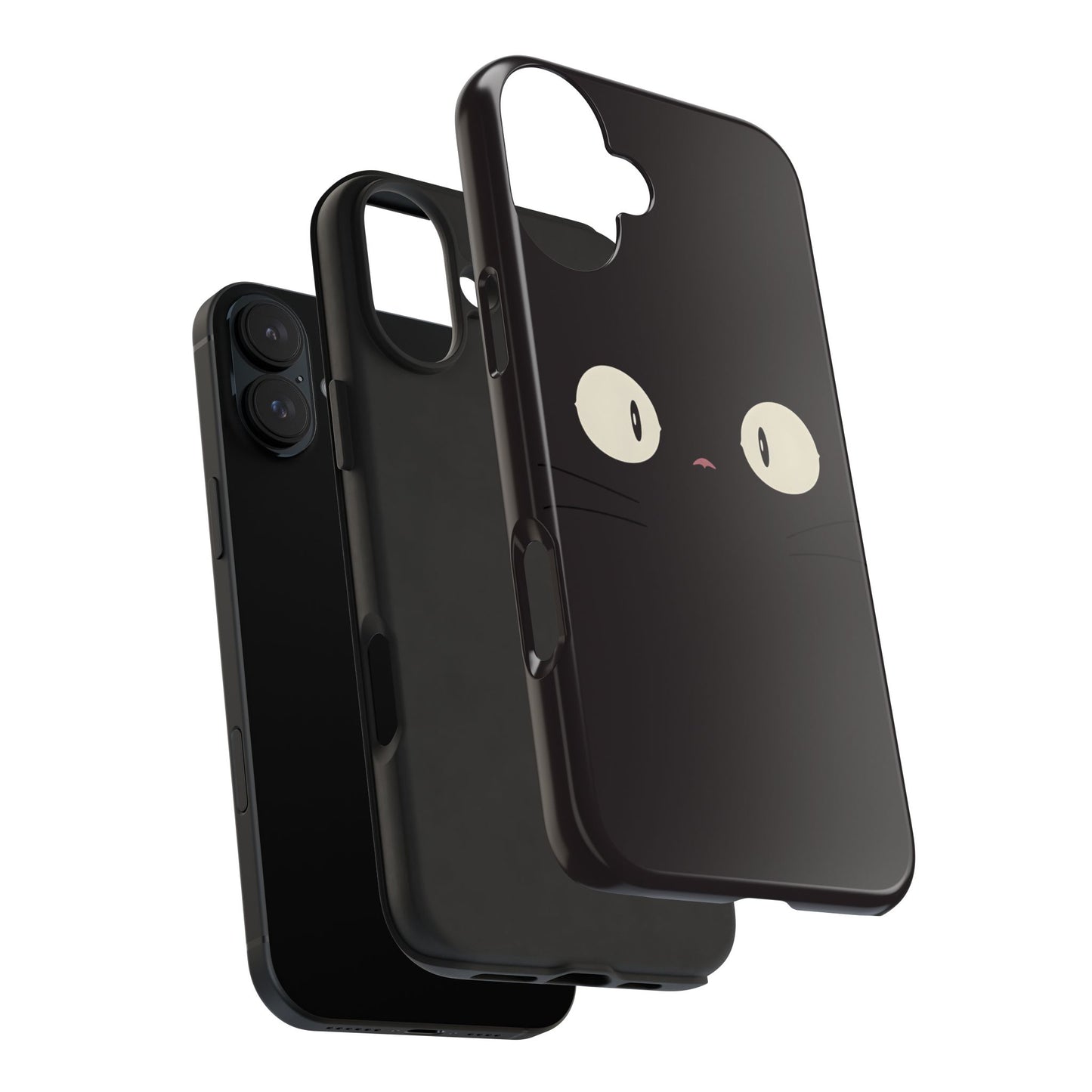 Adorable Black Cat Face and Eyes Minimal Tough Phone Case | Animals