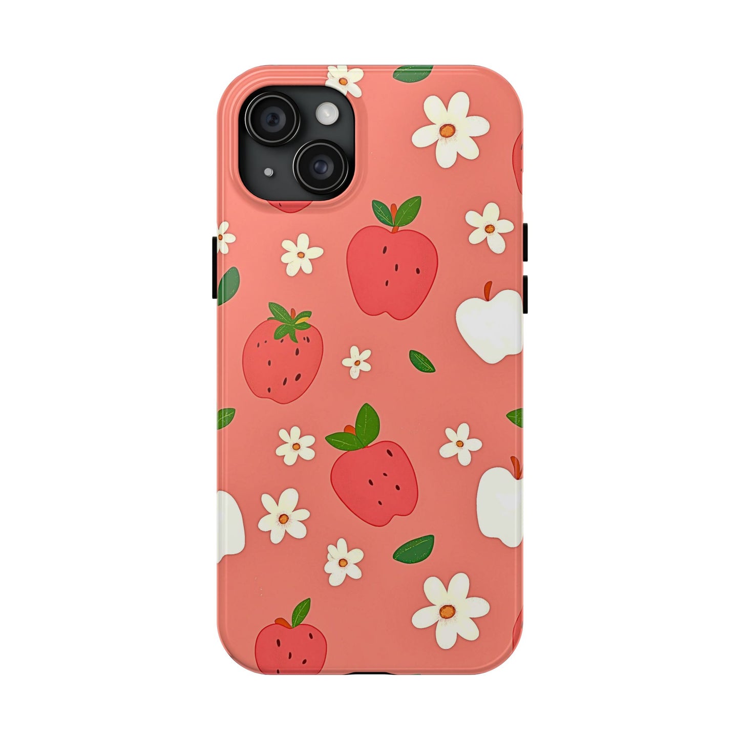 Strawberry Apple Flower Pattern Pink Tough Phone Case | Aesthetic