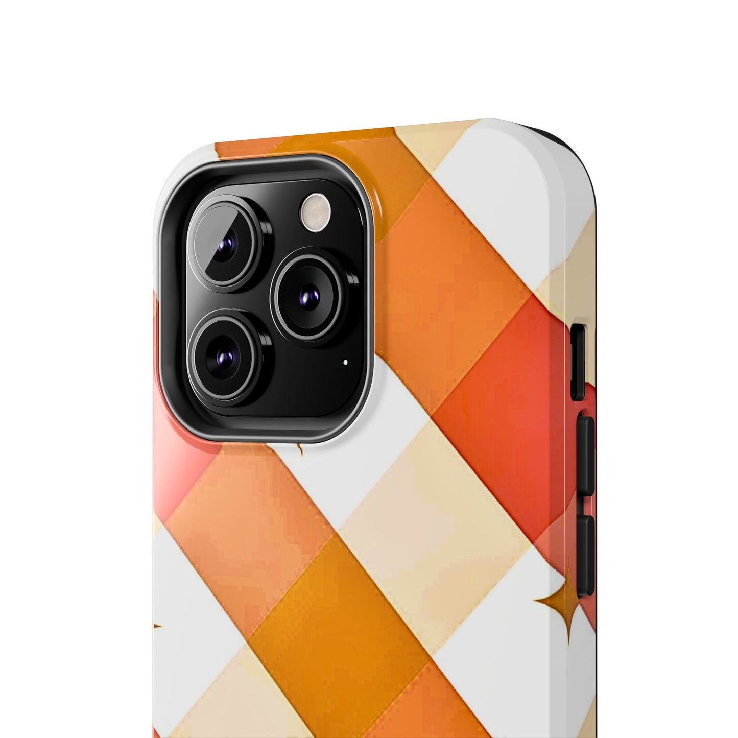 Pastel Orange & Pink Checkered Stars Tough Phone Case | Aesthetic