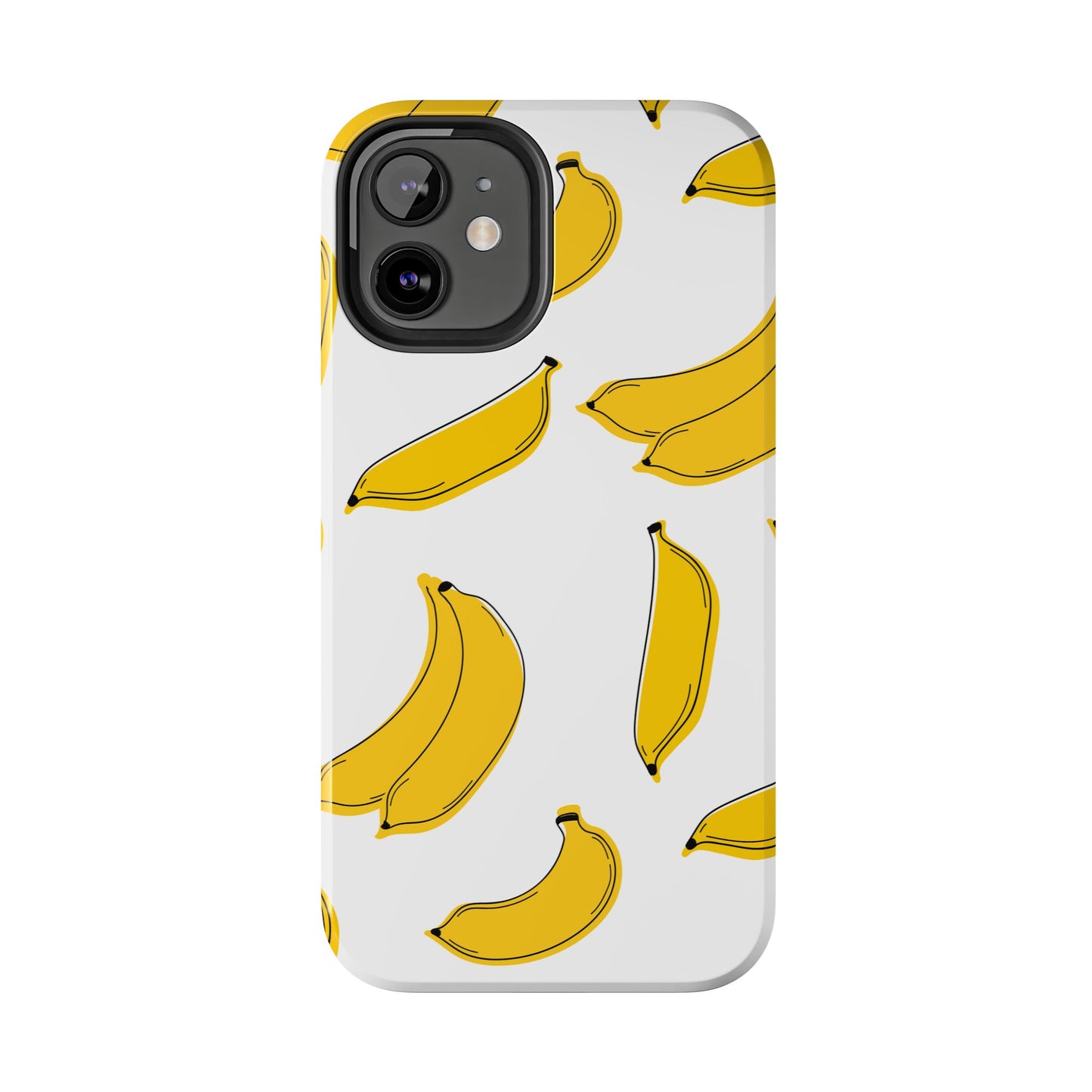 Bold Yellow Banana Pattern Minimal Line Art Tough Phone Case | Food