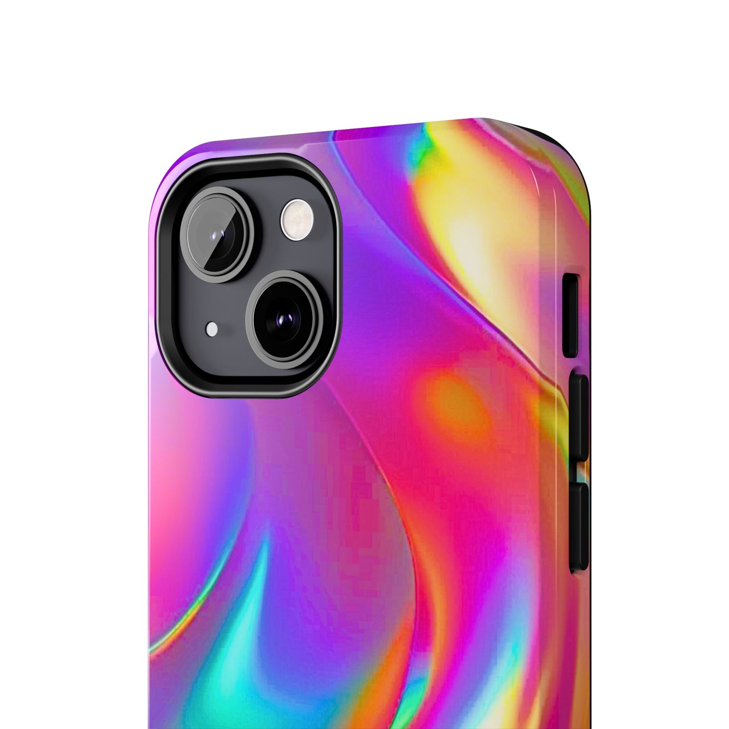 Funda resistente para teléfono con brillo metálico holográfico y estilo abstracto | Estética