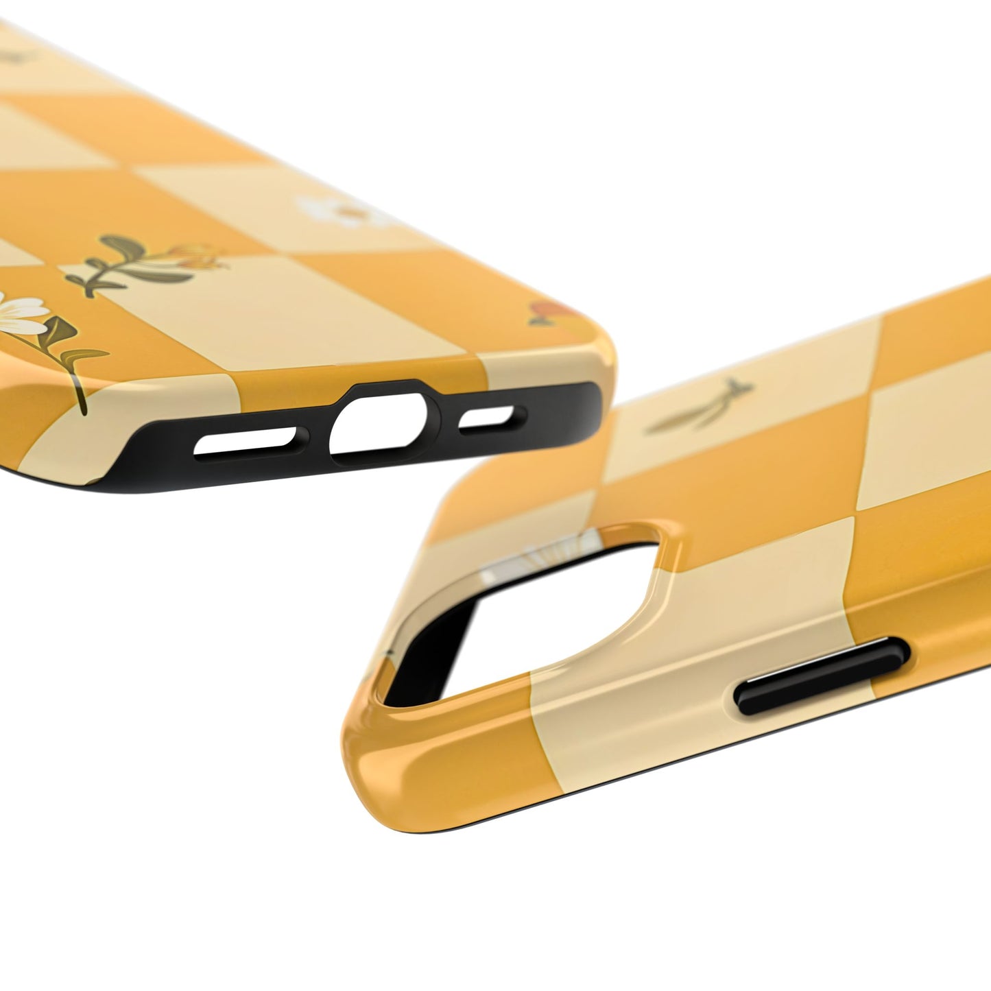 Yellow Checkered Preppy Daisies Tough Phone Case | Aesthetic