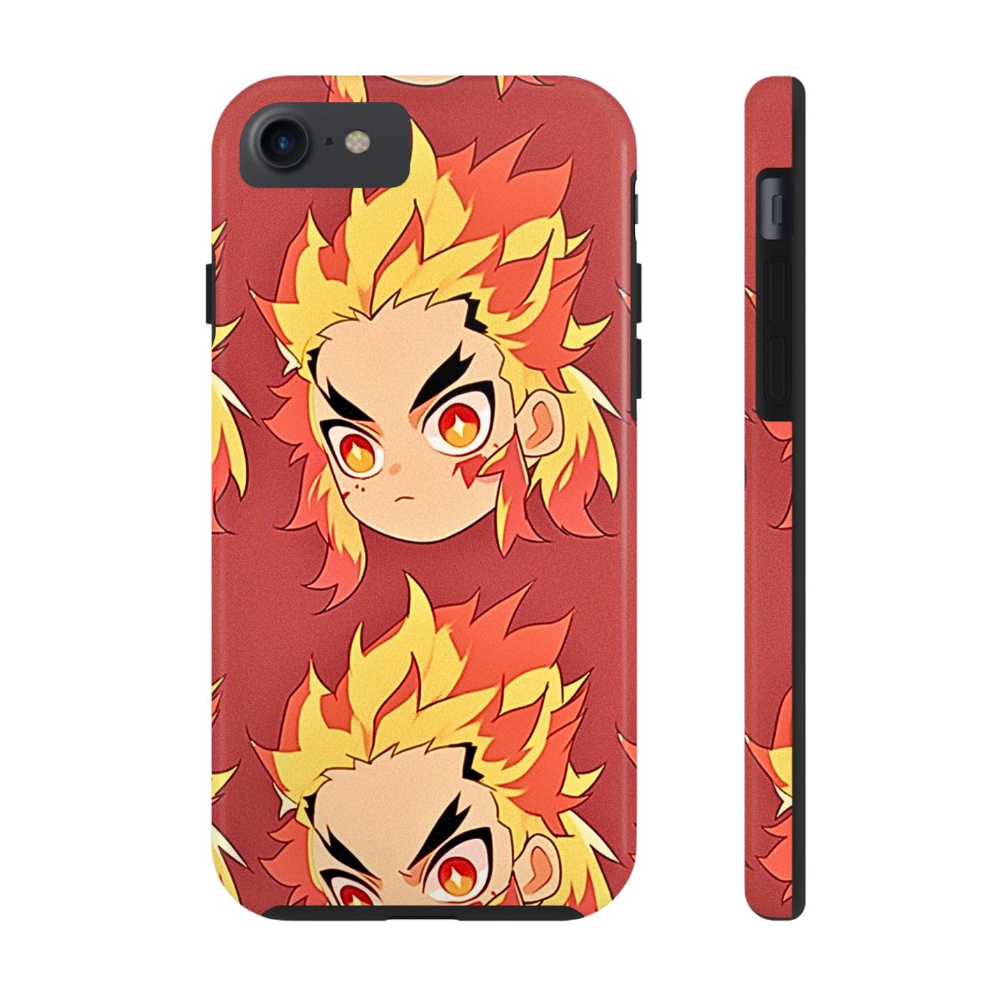 Rengoku Head Pattern Dark Orange Tough Phone Case | Anime - Demon Slayer