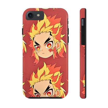 Rengoku Head Pattern Dark Orange Tough Phone Case | Anime - Demon Slayer