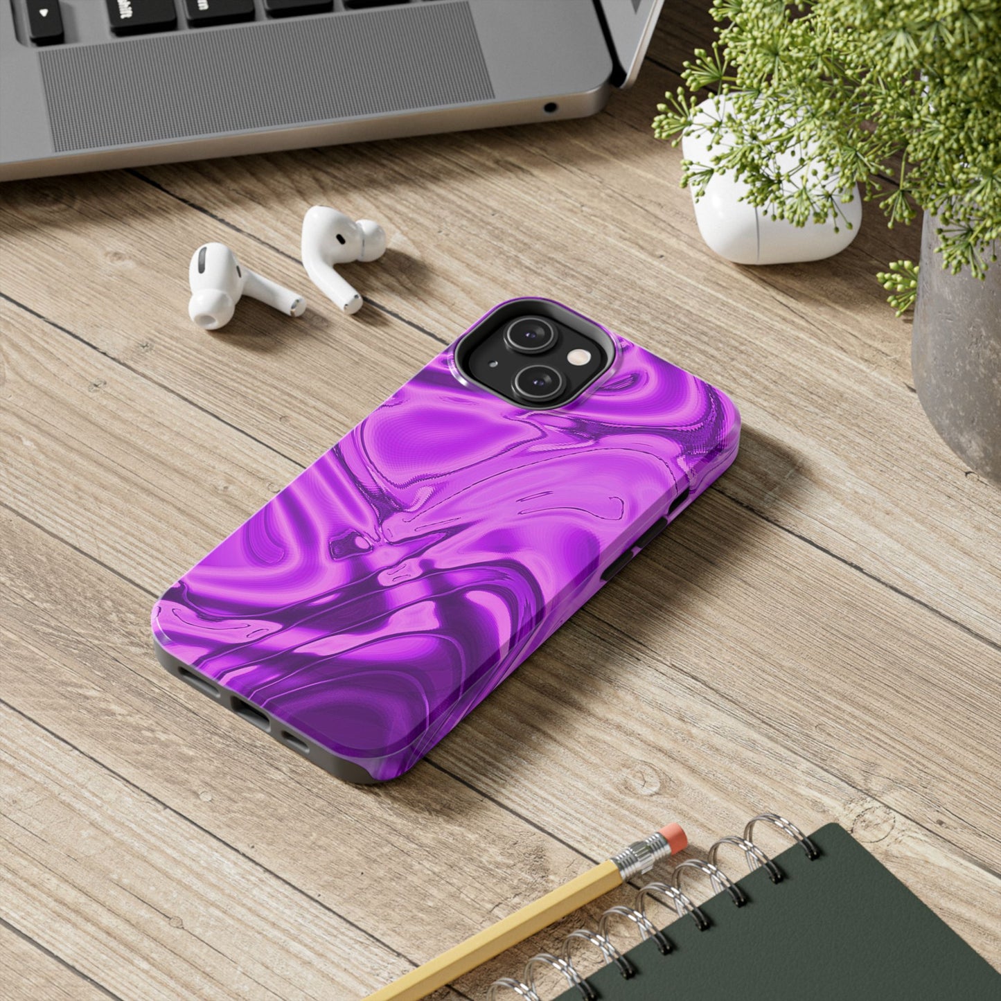 Liquid Metal Purple Tough Phone Case | Aesthetic